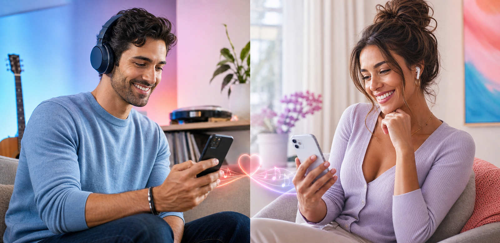 Adultos conectados pela música e pelo celular